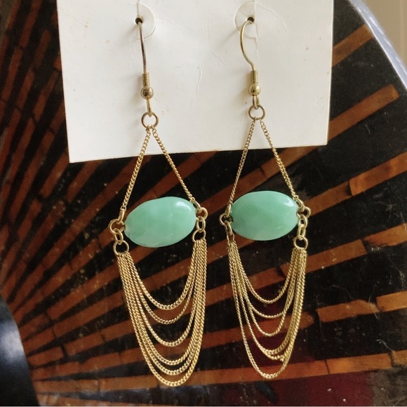Julie Vos 24K Gold Chain Amazonite Long Dangling Earrings 2017 Collection - Picture 2 of 16